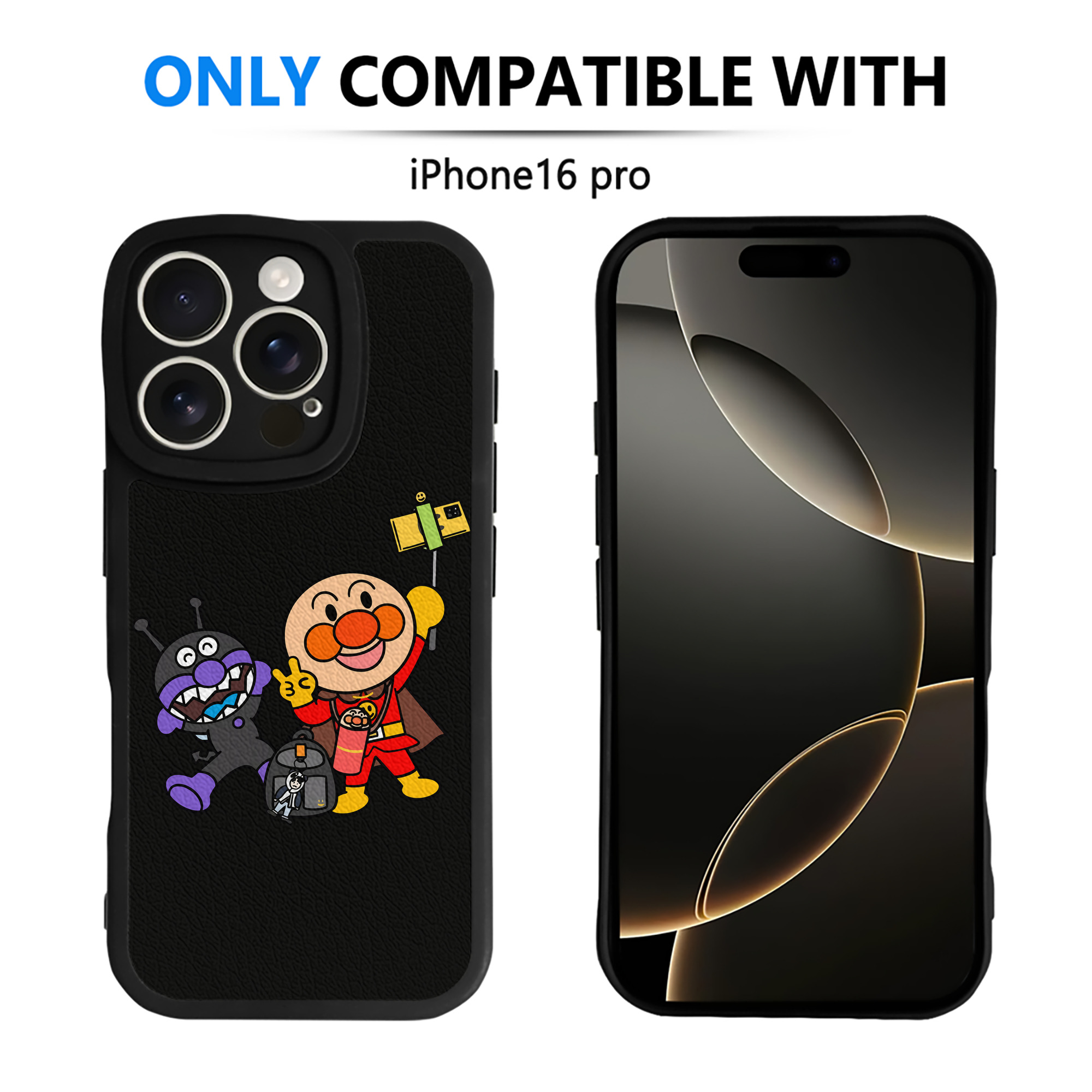 （画像用） アンパンマン Anpanman 【iPhone 16シリーズ対応】シリコンスマホケース（レザー調） 材質：シリコン